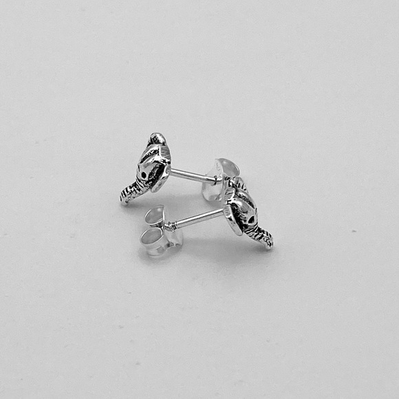 Silver Elephant Head Earrings, Elephant Earrings - Picture 6 of 6